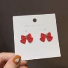 Bow Alloy Earring 1 Pair - Earrings - Silver Pin - Bow - Red - One Size