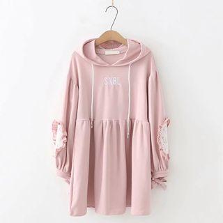 Lettering Hooded Minidress Pink - One Size