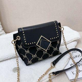 Bow Print Studded Crossbody Bag