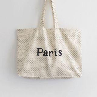 Lettering Polka-dot Canvas Shopper Bag