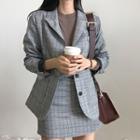 Set: Plaid Blazer + Plaid A-line Mini Skirt