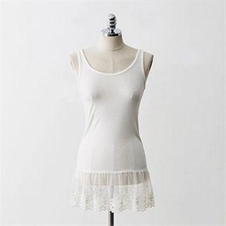 Lace-hem Slim-fit Tank Top