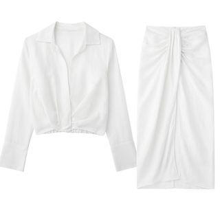 Shirt / Shirred Midi A-line Skirt