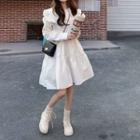 Peter-pan Collar Long-sleeve Dress White - One Size