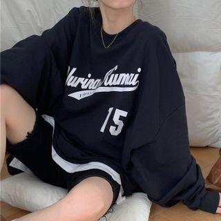 Oversized Lettering Long-sleeve Sweatshirt