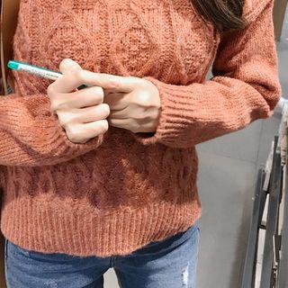 Chunky Cable-knit Sweater Dark Orange - One Size