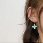 Flower Glaze Rhinestone Dangle Earring 1 Pair - S925 Silver Needle - Stud Earrings - Flower - Green - One Size