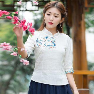 Elbow-sleeve Dragon Embroidered Hanfu Top