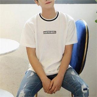 Striped Round-neck Printed T-shirt
