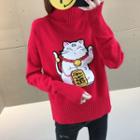 Mock Neck Cat Sweater