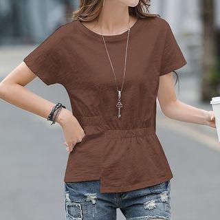 Short-sleeve Asymmetrical Peplum T-shirt