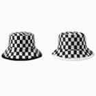 Checkerboard Fleece Trim Bucket Hat