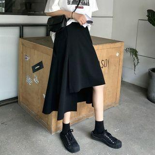 Irregular Midi Skirt Black - One Size