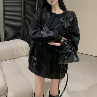 Flower Sweatshirt Black - One Size