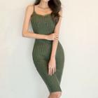 Spaghetti Strap Knit Sheath Dress