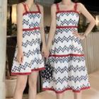 Patterned Strappy A-line Dress / Midi Dress