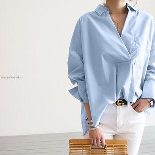 Long-sleeve Open-placket Shirt