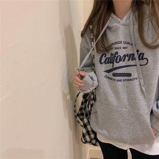 Lettering Print Hoodie / Plain Camisole Top