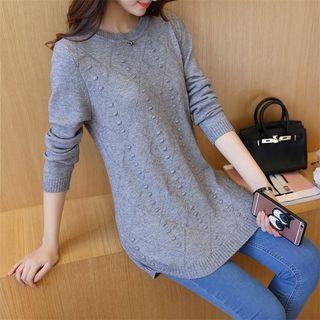 Round Neck Dobby Plain Sweater
