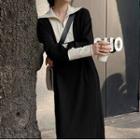 Long-sleeve Turtleneck Half-zip Midi Dress