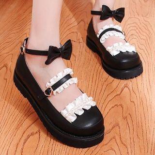 Ruffled Platform Mary Jane Flats