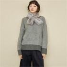 Drop-shoulder Patterned Sweater Gray - One Size