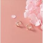Butterfly Faux Cat Eye Stone Sterling Silver Earring 1 Pair - Rose Gold - One Size