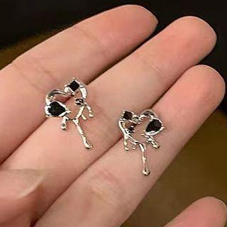 Heart Melting Rhinestone Alloy Earring 1 Pair - Ear Pin - Silver - One Size