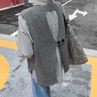 Striped Shirt / Open Back Knit Vest