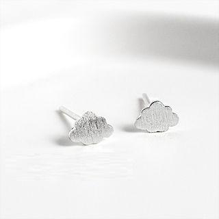 Brushed 925 Sterling Silver Cloud Earring Cloud - Silver - One Size