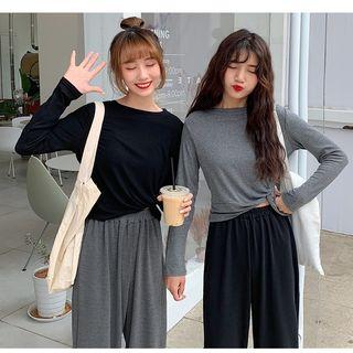 Long-sleeve Knotted T-shirt / Harem Pants