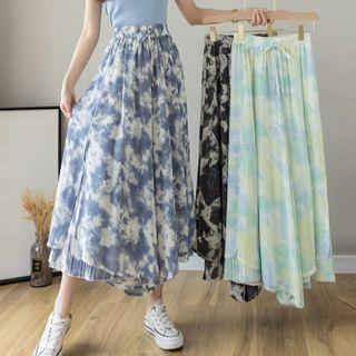 Tie-dyed Chiffon Wide-leg Pants