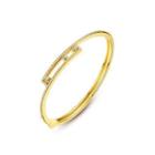 Simple And Creative Plated Gold Geometric Thin Bangle With Cubic Zirconia Golden - One Size