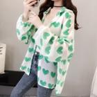 Heart Print Long-sleeve Blouse