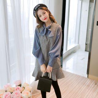 Set: Bow Neck Blouse + Sleeveless Dress