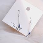 925 Sterling Silver Rhinestone Whale Drop Earring 1 Pair - Silver - One Size