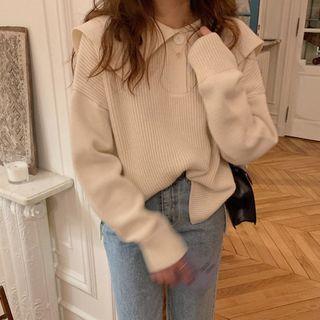 Plain Over-sized Knitted Long-sleeve Top