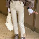 High-waist Fleece Panel Cropped Straight Leg Jeans