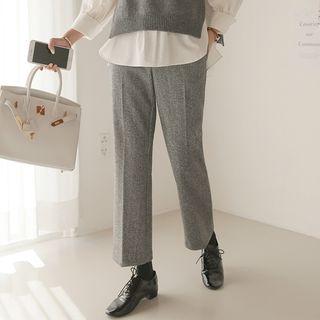 Flat-front Herringbone Pants