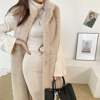 High-neck Eco-fur Long Vest