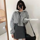 Cropped Zip Hoodie Gray - One Size
