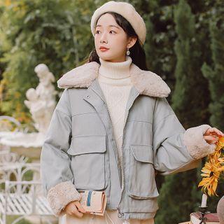 Fluffy Collared Padded Jacket
