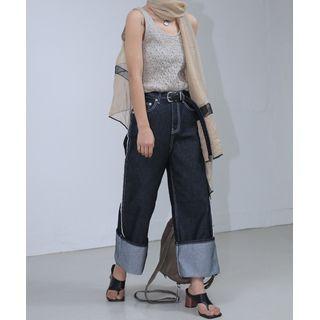 Cuffed Unwashed Wide Jeans