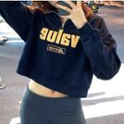 Half-zip Lettering Cropped Sports Pullover