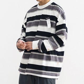 Round Neck Color Block Stripe T-shirt