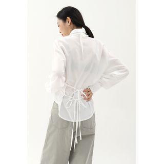 Set: Textured Strappy Top + Shirt Ivory - One Size