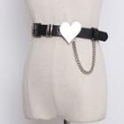 Chained Heart Genuine Leather Belt Genuine Leather Belt - Black - One Size