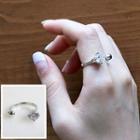 925 Sterling Silver Rhinestone Open Ring Platinum - One Size