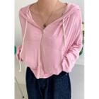 Drop-shoulder Short Zip Hoodie