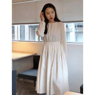Smocked-waist A-line Long Dress